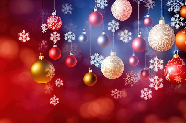 Sfondo di celebrazione di Natale decorato con spettacolari baubles regalo