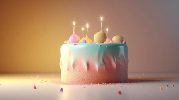 Sfondo di compleanno con torta Illustrazione AI GenerativexA
