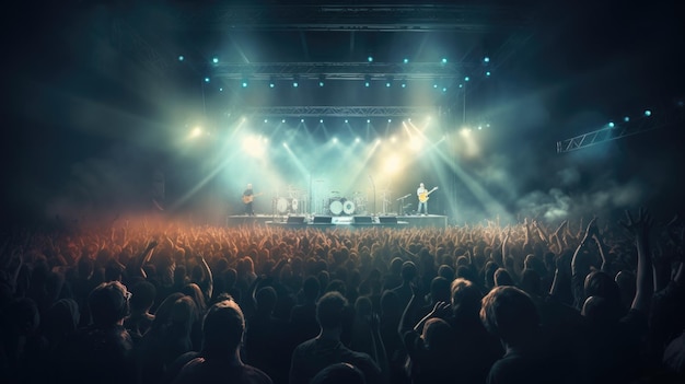 Sfondo di concerto di musica rock Illustrazione AI GenerativexA