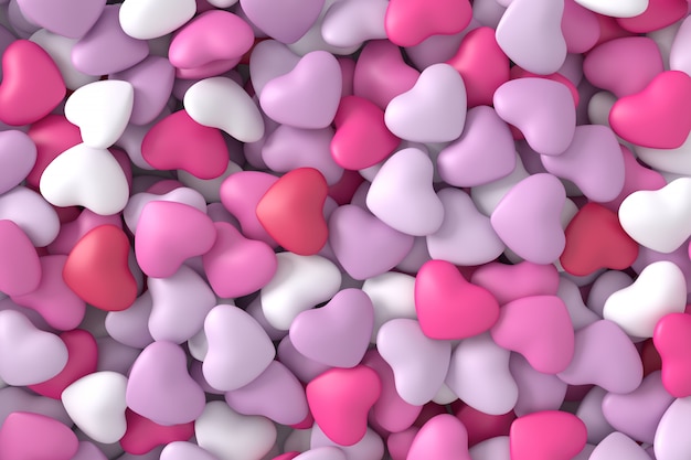 Sfondo di cuori rosa. Rendering 3d.