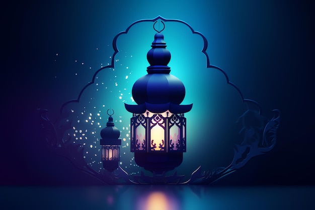 Sfondo di decorazione islamica con bella moschea in stile cartone animato ramadan kareem mawlid iftar isra miraj eid al fitr adha muharram copia spazio area di testo illustrazione 3D