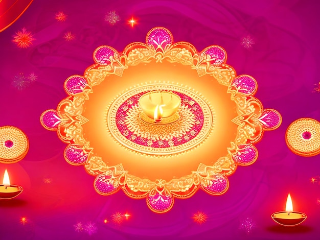 Sfondo di Diwali con un bordo decorativo dorato