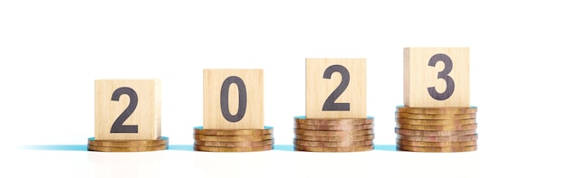 Sfondo di felice anno nuovo Inizio finanziario dell'anno 2023