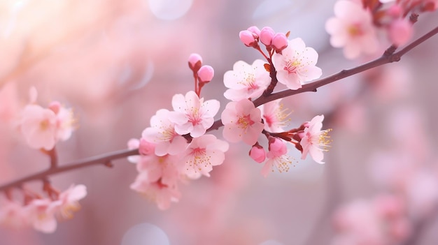 Sfondo di fiori di ciliegio con messa a fuoco morbida ed effetto bokeh