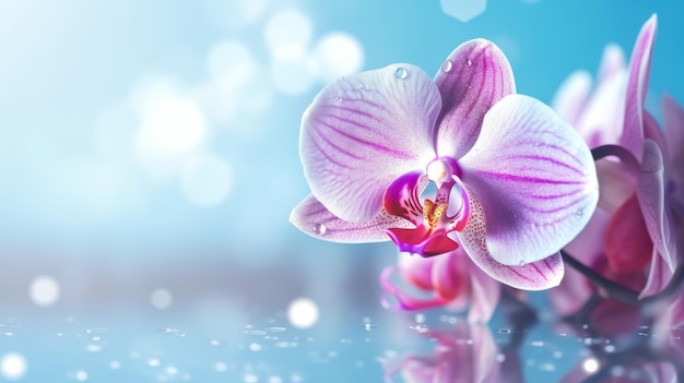 Sfondo di fiori di orchidea naturale Illustrazione AI Generativo