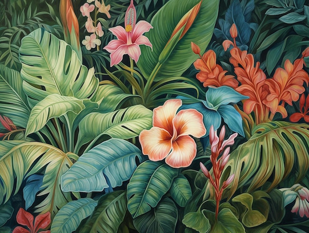 Sfondo di fiori tropicali Wallpaper AI generato