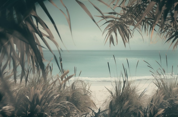 Sfondo di fogliame etereo spiaggia tropicale