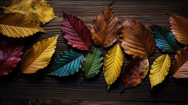 Sfondo di foglie autunnali con colori arancioni e marroni IA generativa