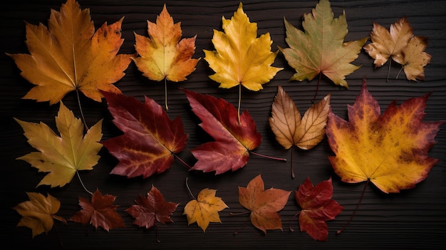 Sfondo di foglie autunnali con colori arancioni e marroni IA generativa