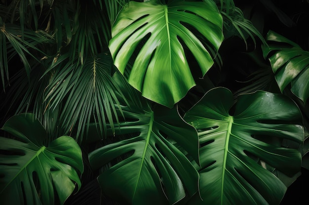 Sfondo di foglie verdi Foglie verdi di monstera tropicale