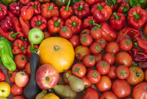 Sfondo di frutta e verdura Vista dall'alto