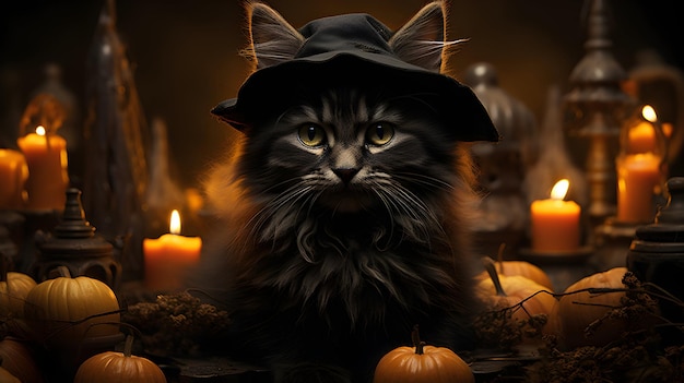 sfondo di gatto nero di halloween