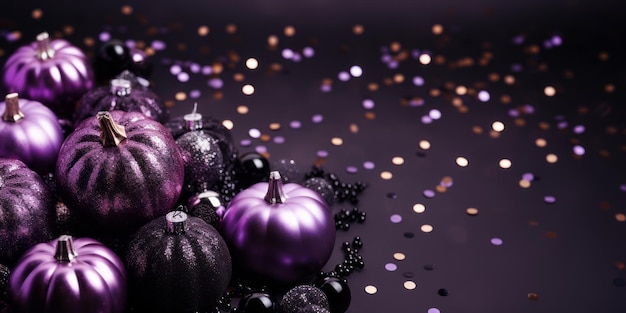 sfondo di Halloween con luccioli viola e neri