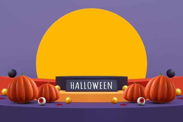 Sfondo di Halloween con podio per la visualizzazione del prodotto podio geometrico per la visualizzazione del prodotto