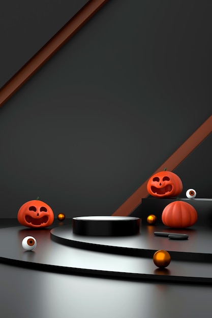 sfondo di halloween con podio per la visualizzazione del prodotto.