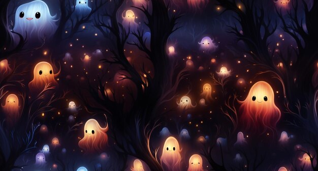 sfondo di halloween illustrazione fantasma carino spettrale
