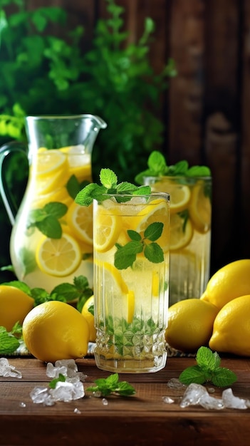 Sfondo di limonata fresca Illustrazione AI GenerativexA