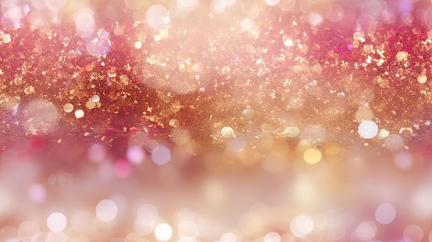 sfondo di luci glitter astratte carta da parati senza cuciture sfocata oro rosa e rosso