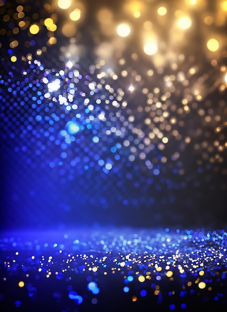 sfondo di luci glitter astratte oro blu e nero de focalizzato