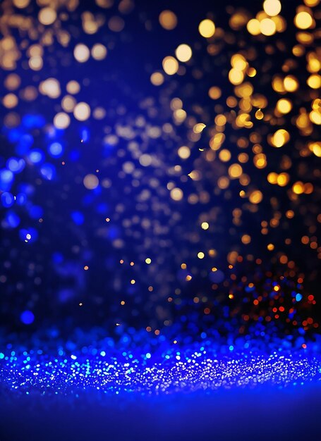 sfondo di luci glitter astratte oro blu e nero de focalizzato