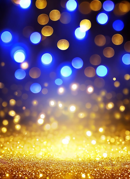 sfondo di luci glitter astratte oro blu e nero de focalizzato