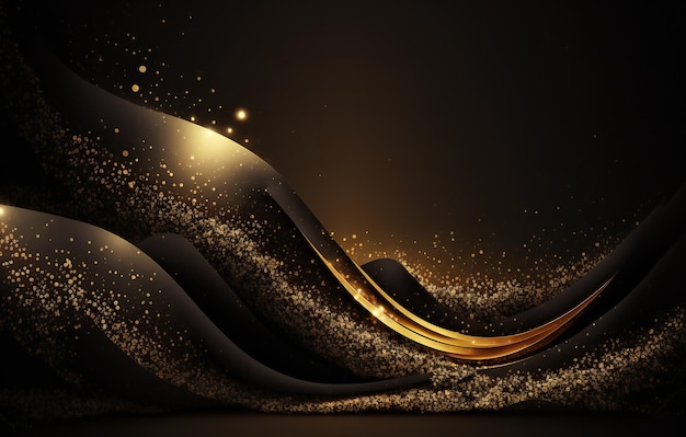 Sfondo di luci glitter oro e sfondi astratti neri