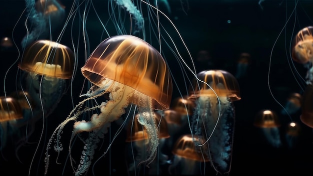 Sfondo di meduse naturali Illustrazione AI GenerativexA