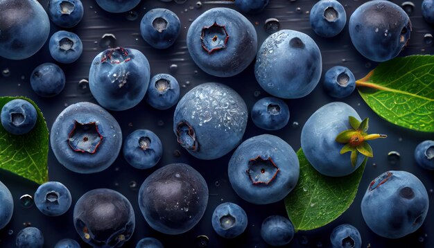 Sfondo di mirtilli freschi con copia spazio per il testo Estate cibo sano Banner Al generato