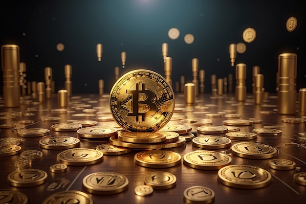 Sfondo di moneta d'oro bitcoin criptovaluta