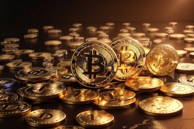 Sfondo di moneta d'oro bitcoin criptovaluta