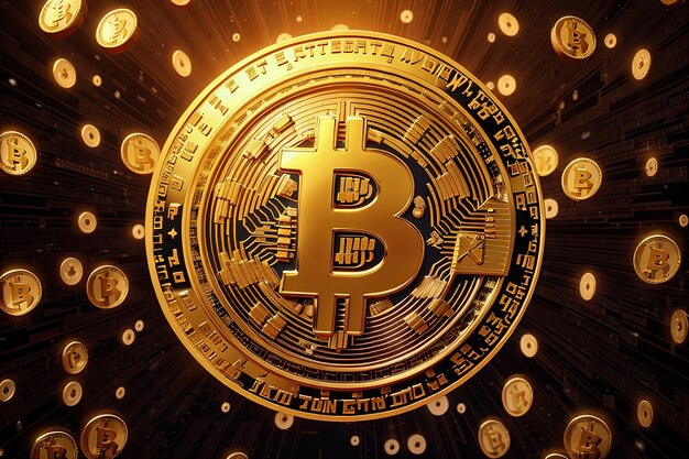 Sfondo di moneta d'oro bitcoin criptovaluta