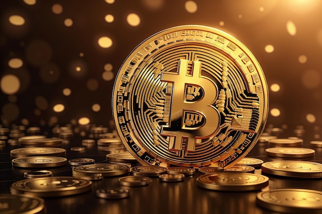 Sfondo di moneta d'oro bitcoin criptovaluta