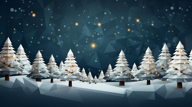 Sfondo di Natale biglietto di auguri su sfondo nero con albero di Natale in inverno