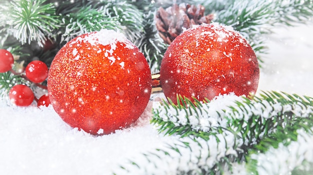 Sfondo di Natale. Buon anno. Messa a fuoco selettiva