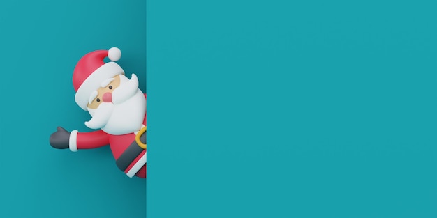 Sfondo di Natale con babbo natale e spazio di copia Buon Natale e felice anno nuovo rendering 3d