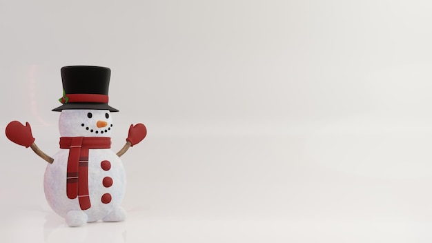 Sfondo di Natale con il pupazzo di neve 3D Render Image