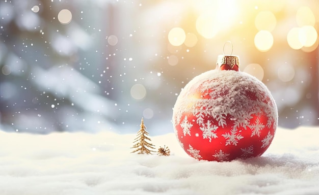sfondo di Natale con neve a terra in uno stile realistico e iperdettagliato