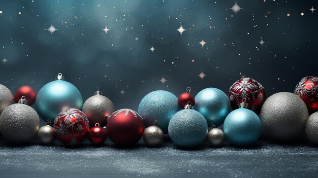 sfondo di Natale con palle di Natale e neve