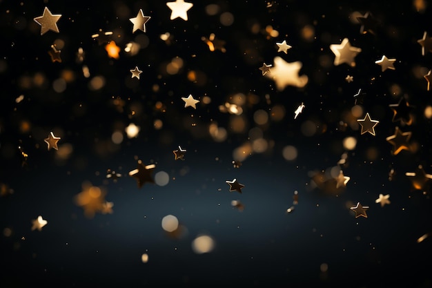 Sfondo di Natale con stelle dorate e bokeh