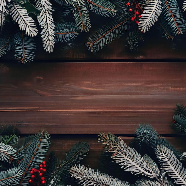 Sfondo di Natale con un albero di Natale e bacche