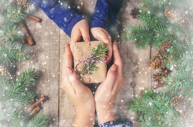 Sfondo di Natale felice anno nuovo. Messa a fuoco selettiva