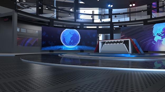 Sfondo di notizie di studio tv virtuale 3d per spettacoli televisivi tv su parete3d sfondo di studio di notizie virtuali