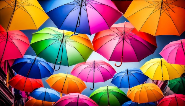 Sfondo di ombrelli colorati IA generativa IA generativa