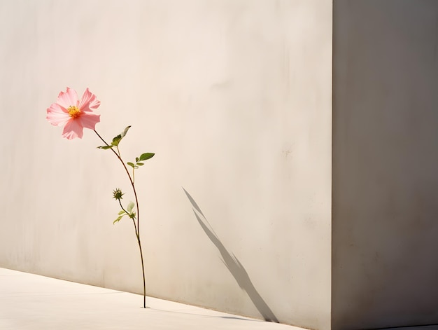 sfondo di parete piatta con fiori sul lato