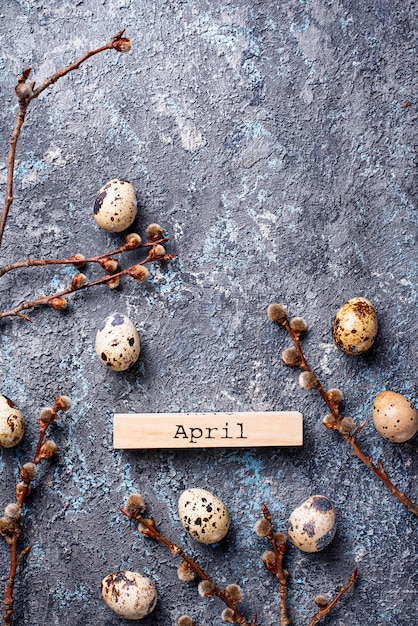 Sfondo di Pasqua con uova di quaglia