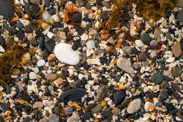 Sfondo di piccole pietre sulla spiaggia