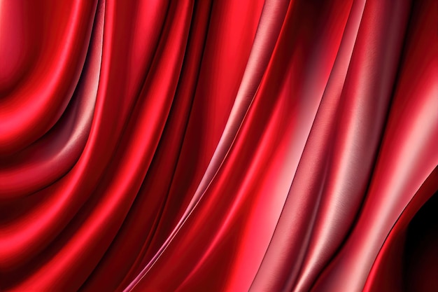 Sfondo di pieghe su tessuto di seta rosso illustrazione 3d IA generativa