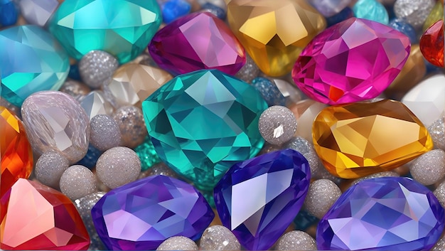 Sfondo di pietre preziose o semipreziose di vetro lucido colorato multicolore
