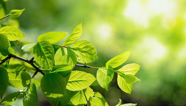 Sfondo di primavera con foglie verdi fresche