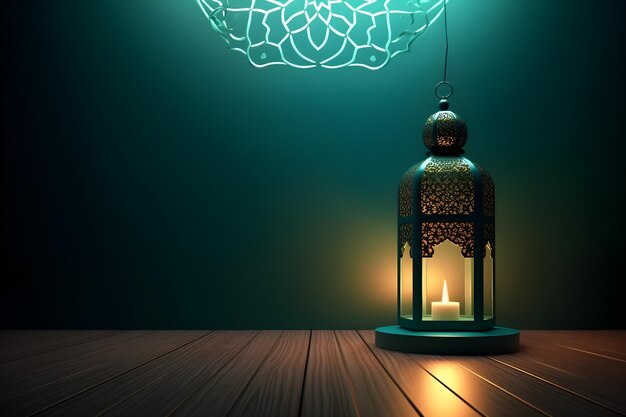 Sfondo di Ramadhan Kareem Rendering 3d con spazio vuoto AI generato